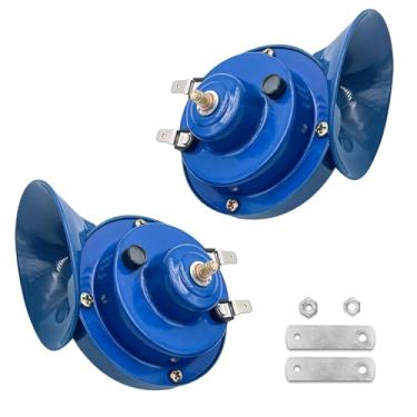 Imagem de Tesnaao Pack-2 Buzina de carro de 300 DB, substituição de buzina dupla de ar para mini veículo de metal super alto durável, 12 V, impermeável, durável, acessórios de buzina de caracol para caminhão,