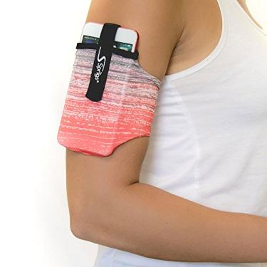 Imagem de Mangas de braço de telefone Sprigs para iPhone x/8/7/6 Plus, Galaxy S7/S6, Google Pixel XL. A braçadeira de corrida mais leve e confortável, estica para caber em todos os telefones com capa para mulheres e homens, Large, Coral Blitz