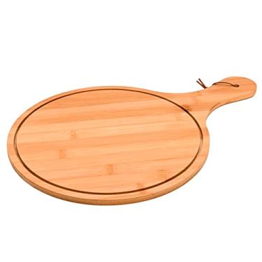 Imagem de Mimo Style, Tábua de Bambu Gourmet Redonda com Alça Ecokitchen 43,7cm - Marrom