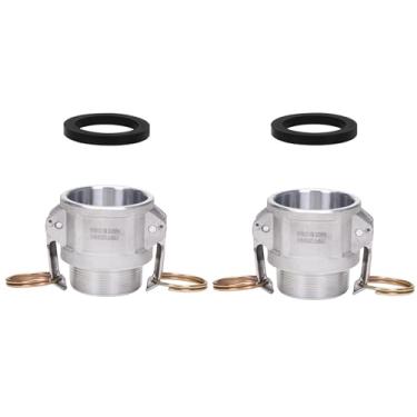 Imagem de DERPIPE Encaixe Camlock PartB de alumínio - trava de came fêmea de 5 cm x 5 cm macho NPT tipo B mangueira ranhura de came adaptador de desconexão rápida (pacote com 2)
