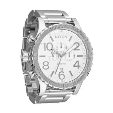 Imagem de NIXON Relógio analógico masculino 51-30 Chrono A1389-300 m resistente à água (mostrador do relógio de 51 mm, pulseira de aço inoxidável de 25 mm), Alto polimento/branco, One Size, 51-30 Chrono
