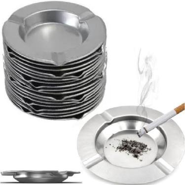 Imagem de 24 Cinzeiros Redondo 12cm Metal Kit Atacado Bar Restaurante - Fx