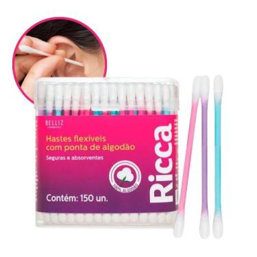 Imagem de Hastes Flexíveis Cotonete Colorido com Ponta em Algodão 150 Unidades R