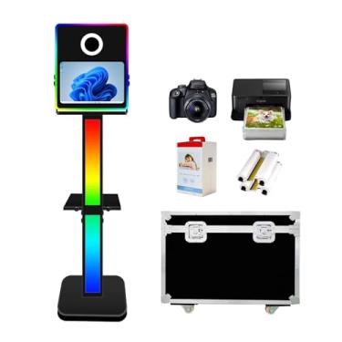 Imagem de VANYA Máquina de cabine fotográfica DSLR com tela sensível ao toque de 15,6 polegadas, cabine fotográfica espelhada para tela sensível ao toque (Black, photo booth+camera+printer)