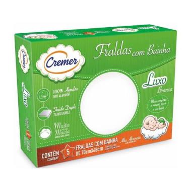 Imagem de Fralda Cremer Luxo com Bainha 5 unidades Branco