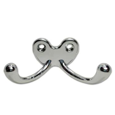 Imagem de Kit 5 Cabides P/ Roupa Ganchos Duplos Metal - Telis Ferragens, Cromado