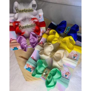Imagem de Kit de laços Rn Para Bebê na Faixinha Meia de Seda Personalizados - Mi
