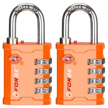 Imagem de FORGE Fechaduras de viagem aprovadas pela TSA de 4 dígitos – Sistema de chave TSA008, duplicação de chaves impossível, cadeado de combinação resistente para viagens, academia, estojo Pelican. Laranja