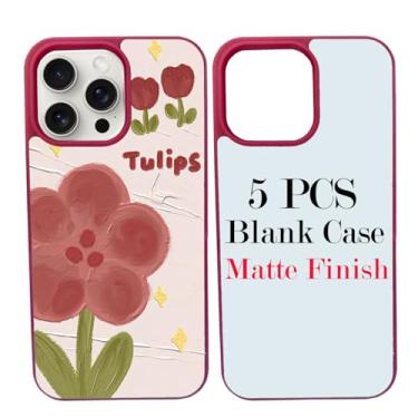 Imagem de JUSTRY Capa de telefone com 5 peças de sublimação em branco para impressão projetada para iPhone 15 Pro Max, borracha macia + inserção de alumínio, impressão personalizada, capa protetora