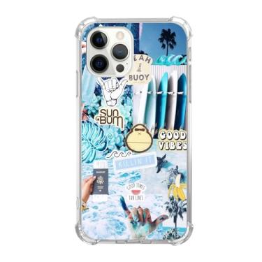 Imagem de Rewput Good Vibes Capa de telefone colagem de imagens para iPhone 16 Pro, capa de colagem azul verão mar praia para mulheres homens meninas meninos para iPhone 16 Pro, capa protetora de TPU com design