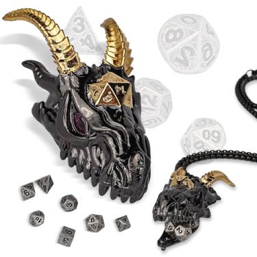 Imagem de GU BEI TE Mini DND Dice,Metal Dice Set with Dragon Head Shell and Gorgeous DND Gift Box for Roleplaying Games Dungeons and Dragons RPG MTG Table Games