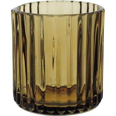 Imagem de Castiçal Porta Vela Decorativo Home&co Vidro 8x7x7cm Marrom