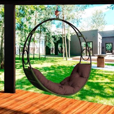 Imagem de Cadeira Balanço Suspenso Lua Nova Em Corda Náutica Verde/marrom