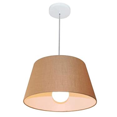 Imagem de Lustre Pendente Cone Cúpula Tecido 21/40x30 cm, Vivare Iluminação, Pendente4039 LP, Palha, Médio