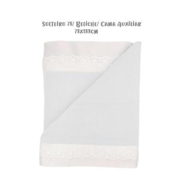 Imagem de Jogo de Lençol 3 Peças Solteiro 78 Beliche Bordado Inglês Branco Arrum