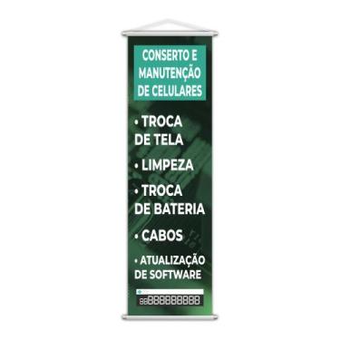 Imagem de Banner Conserto Manutenção de Celulares Número Pix 100x30cm - PlimShop