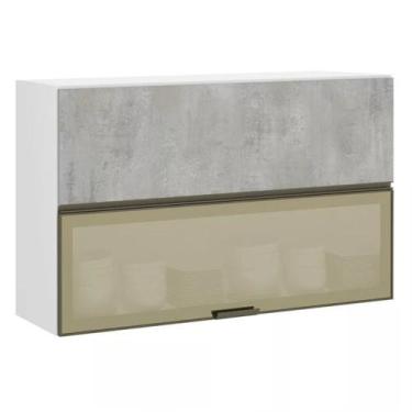 Imagem de Armário Basculante Misto Perola 120 cm 2 Portas Alumínio e com Vidro R