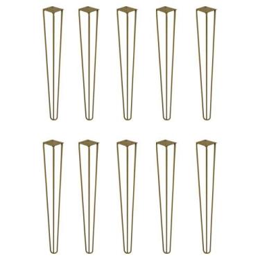 Imagem de Kit 10 Pés de Metal 60 CM Hairpin Legs Mesa de Canto Aparador Dourado 