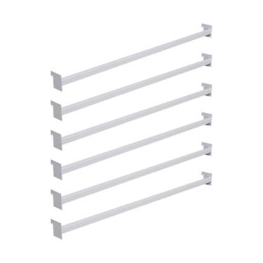 Imagem de Kit 6 Réguas De Aço Carbono 91Cm Branco Para Gôndola - Sa Gondolas