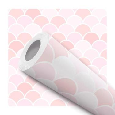 Imagem de Papel de Parede Adesivo Escamas Sereia Rosa Salmão Delicado Menina Inf