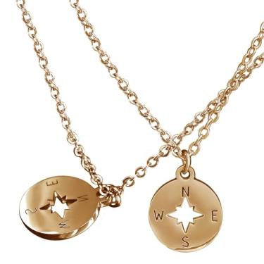 Imagem de Kueroami New Beginnings Colar de bússola banhada a ouro 18K para ela - Presentes exclusivos de divórcio para mulheres, colar de separação, recuperação de fertilidade, aposentadoria, 15cm*10cm*4cm,