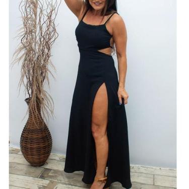 Imagem de Vestido Feminino Longo Com Fenda Amarração Transpassado Alcinha Regulá