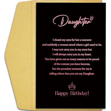 Imagem de Qiliji Presente de aniversário Lovely Daughter - Cartão de poema doce de mãe e pai para filha adulta