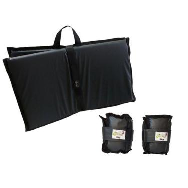 Imagem de Kit Tornozeleira 3KG Nylon Preto + Colchonete Dobravel Preto - Exercis