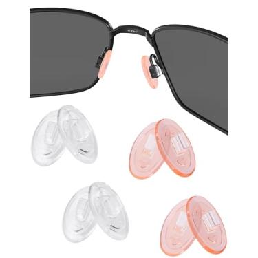 Imagem de 4 pares de protetores de nariz de substituição laranja e transparente para Maui Jim Baby Beach MJ245/Kahuna MJ162/Kawika MJ257/Wiki Wiki MJ246; para óculos Oakley Whisker/WireTap/Half Wire