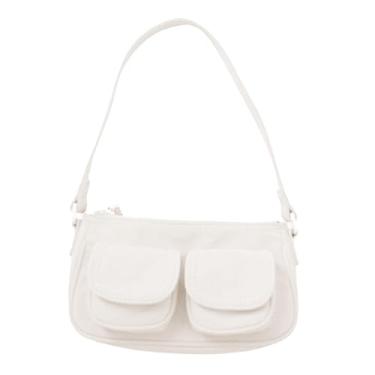 Imagem de Colaxi Mulheres Bolsa de ombro Elegante Zipper Bolsa Underxag para fazer compras de férias, Branco