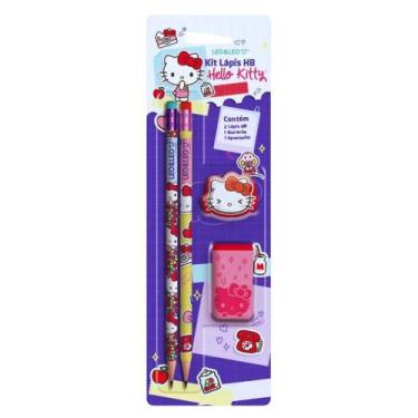 Imagem de Kit Escolar 4 Pçs 2 Lápis Apontador E Borracha Hello Kitty - Cia Bebê