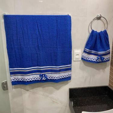 Imagem de Jogo De Toalhas Banho E Rosto 2 Peças Conjunto Algodão - SV, Azul Roya