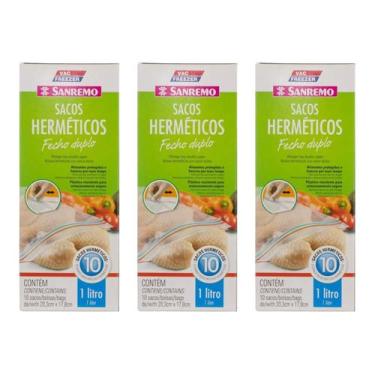 Imagem de Kit com 30 Sacos Herméticos Fecho Duplo Sanremo 1 litro