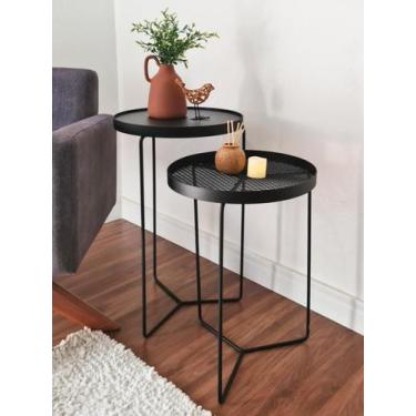 Imagem de Mesa conjunto Orlando Estilo Industrial - Casa Quentinha, MDF Nogal Se