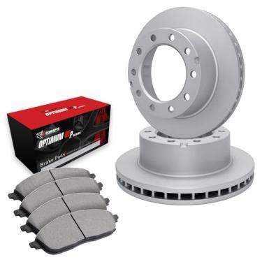 Imagem de R1 Concepts Rotores de freio traseiro da série eLine com pastilhas OEp ideais compatíveis com Ford F53, F59 2017-2019