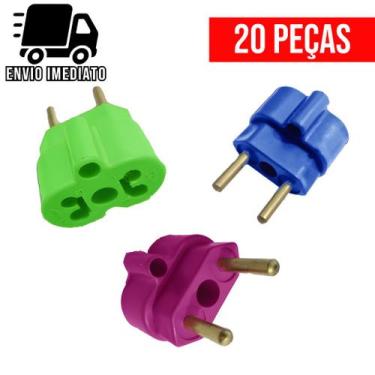 Imagem de Kit 20 Adaptador de Tomada BOB Colorido 10A e 20A - D&C
