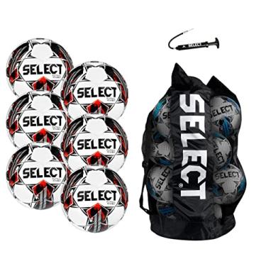 Imagem de SELECT Bola de Futsal Samba V22, pacote com 6 bolas com bolsa de bola esportiva e bomba, branca, sênior