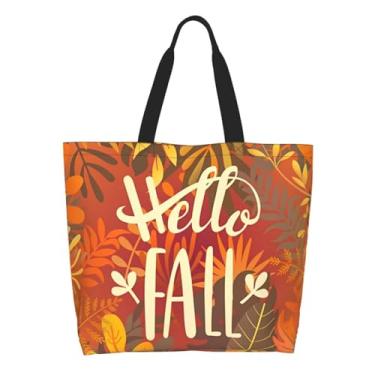 Imagem de Feeuoai Sacola grande de outono, folha de bordo, abóbora, Dia de Ação de Graças, reutilizável, bolsa de viagem, Bolsa 1, One Size