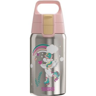 Imagem de SIGG - Garrafa de água infantil de aço inoxidável - Shield One Uni Skate - adequada para bebidas carbonatadas - à prova de vazamento - leve - sem BPA - Escovado com unicórnio - 500 ml
