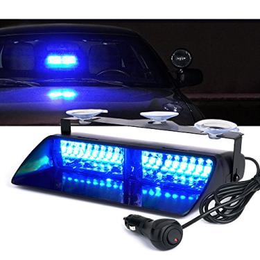 Imagem de Xprite Luz estroboscópica de emergência LED azul, luzes de aviso de segurança para para-brisas interiores com ventosas, barra de luz de viseira de para-brisa de 12 V para policiais, bombeiros