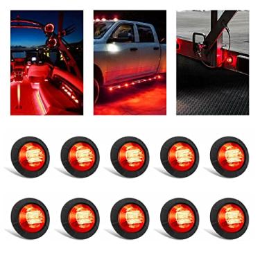 Imagem de 10 peças seladas à prova d'água vermelho 1,9 cm mini folga redonda LED indicador frontal traseiro Bullet Grommet Marker Bumper Grille Light para Caminhão RV Carro Bus Trailer Pickup Van Caravan Boat