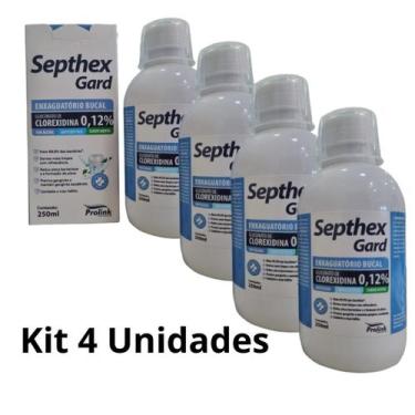 Imagem de Kit 04 enxaguante bucal clorexidina 0,12 septhex gard 250ml - PROLINK
