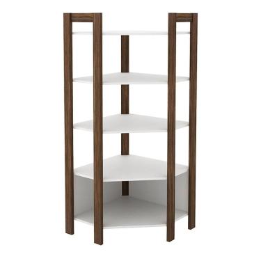 Imagem de Estante Organizador Armário De Canto Az1020 Mdp Branco Nogal