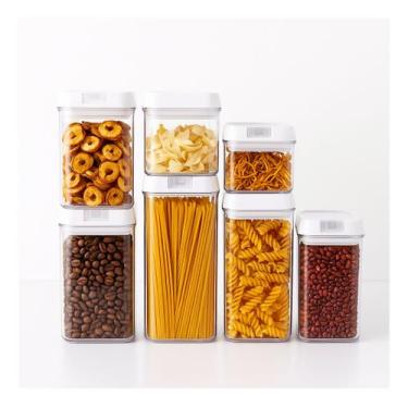 Imagem de Kit Potes Herméticos Acrílico Multiuso 7 Peças com Adesivos  Organizaç