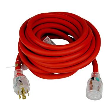 Imagem de TEMCo Industrial 30 Pés L14-30 - Cabo De Extensão Energia Para Gerador Clima Frio Extremo A Com Plugues Iluminados, Isolamento Sjeow Permanece Flexível Até -58 °F (-50 °C), Calibre 10, 4 Pinos, 125/
