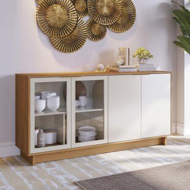 Imagem de Buffet Aparador com Porta de Vidro 160x83cm Vitória Freijó Off White