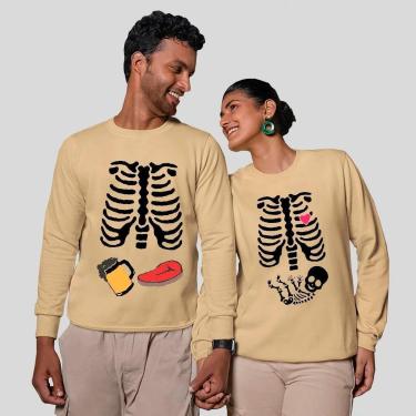 Imagem de Kit 2 Blusas Frio Moletom Careca Sem Capuz Casal Namorados Festa-Masculino