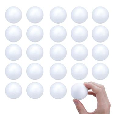 Imagem de 24 bolas de espuma para artesanato, bolas de isopor de 5 cm, enfeites de Natal, pequenas esferas redondas de poliestireno brancas para crianças, desenho, modelagem, decoração de festa de casamento