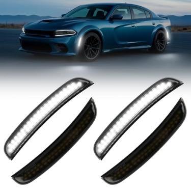 Imagem de SUPAREE Luzes de LED brancas para Dod-ge Charger 2015-2023, fileira dupla 46 x 4 LEDs com lente astigmática fumada, lâmpadas de para-choque dianteiro e traseiro certificadas DOT & SAE, 4 peças, design