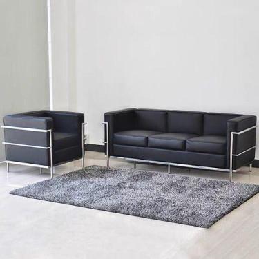 Imagem de Conjunto 01 Sofá Lc3 E 01poltrona Le Corbusier - RF Mobiliário, Preto